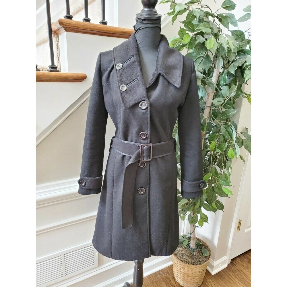 Pepita Women's Black Stylish Long Sleeve Buttons Casual Long Coat Size X-Large